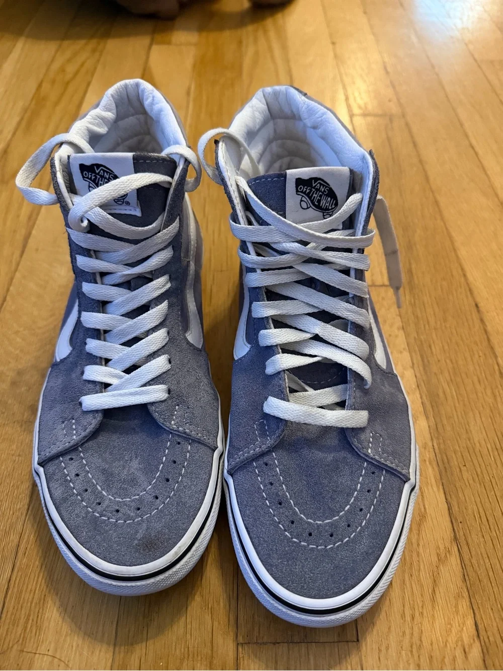 Vans Men's Sk8-Hi High Top Sneakers in Gray & White 7.5